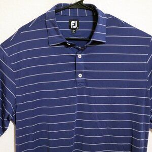 FootJoy Shirt Mens XL Short Sleeve Golf Polo Blue White Stripes